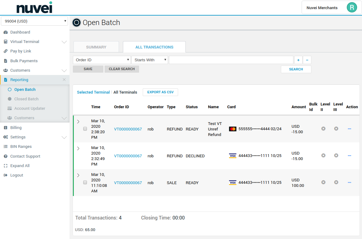 vt transaction support